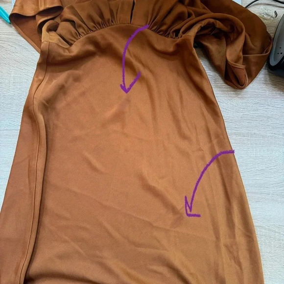 NWT Anthropologie BHLDN Amelia Deep V Satin Gown Maxi Dress Long in Rust Brown 4 - Picture 9 of 16